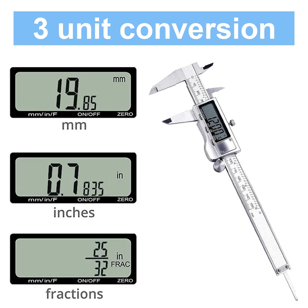 150mm/6Inch Digital Caliper Measuring Tool Digital Micrometer with Large LCD Screen Pachymeter for DIY/Household