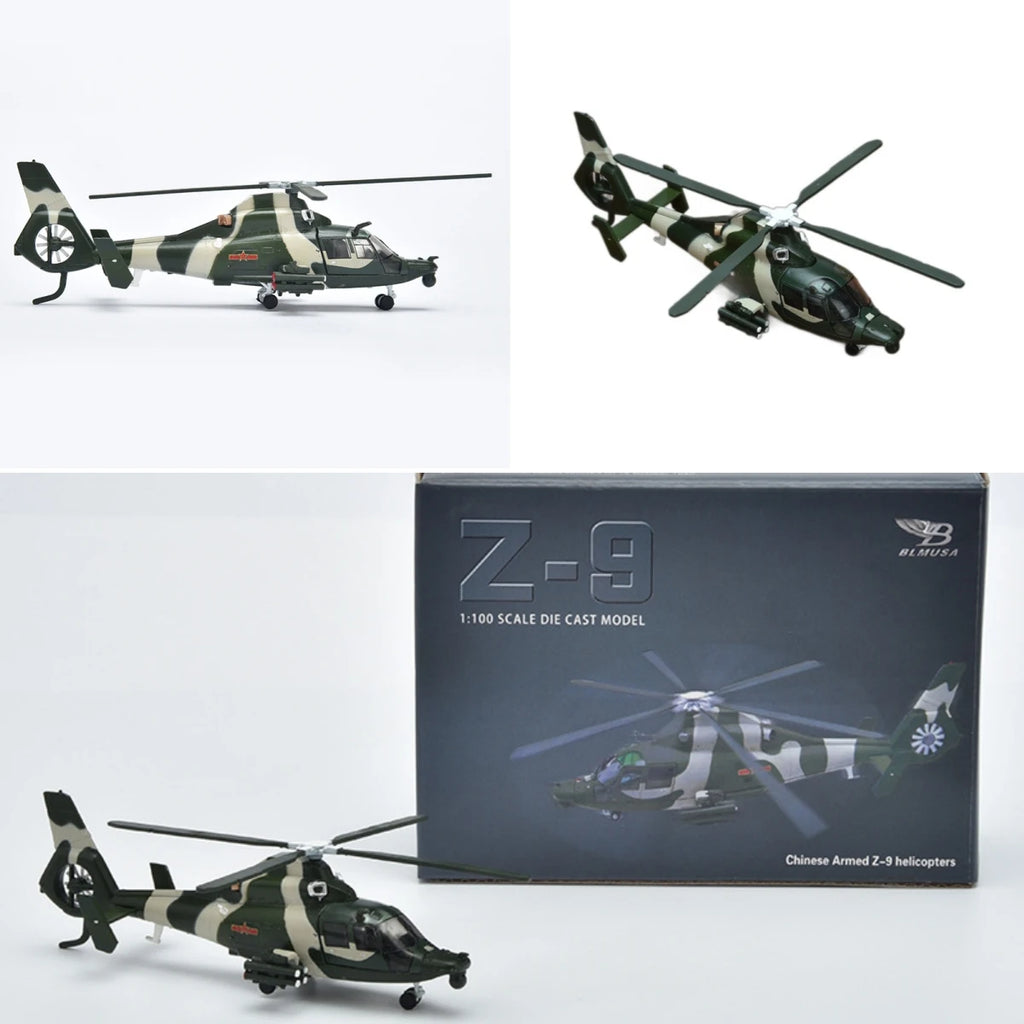 1:100 Scale Zhi9 Helicopter Model: Die-Cast Alloy Construction with Detachable Metal Base—High-Quality Realistic Model Toy