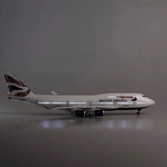 47CM model plane 747 British Airways Plastic model Resin Static miniature airplane  for Collection Or Gift Display Decorations