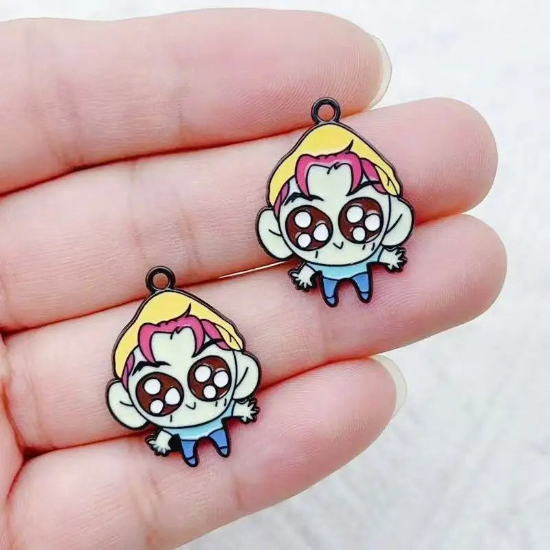 10pcs Cartoon Anime Pendant Oil Drop Alloy DIY Earrings Keychain Pendant Accessories