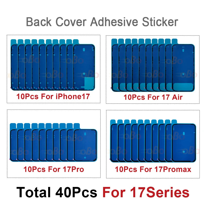 10Pcs Back Cover Adhesive Waterproof Seal Sticker for iPhone 17 Pro Max Air Rear Side Seal Tape Glue Repair Sticker