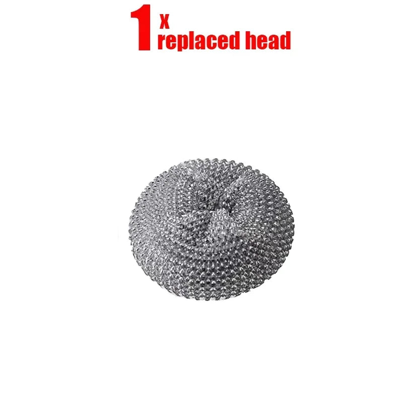 1~5PCs Automatic Liquid Adding Pot Washing Brush Stainless Steel Press Brush Kitchen Tool Household Cleaning Brush