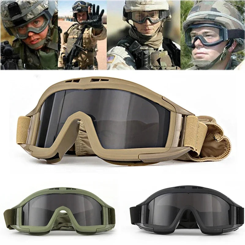 1Pair of Tactical Goggles Retro Cool Motorcycle Windproof Dustproof Safety Glasses for Outdoor Climbing Sport Protective Eyewear
