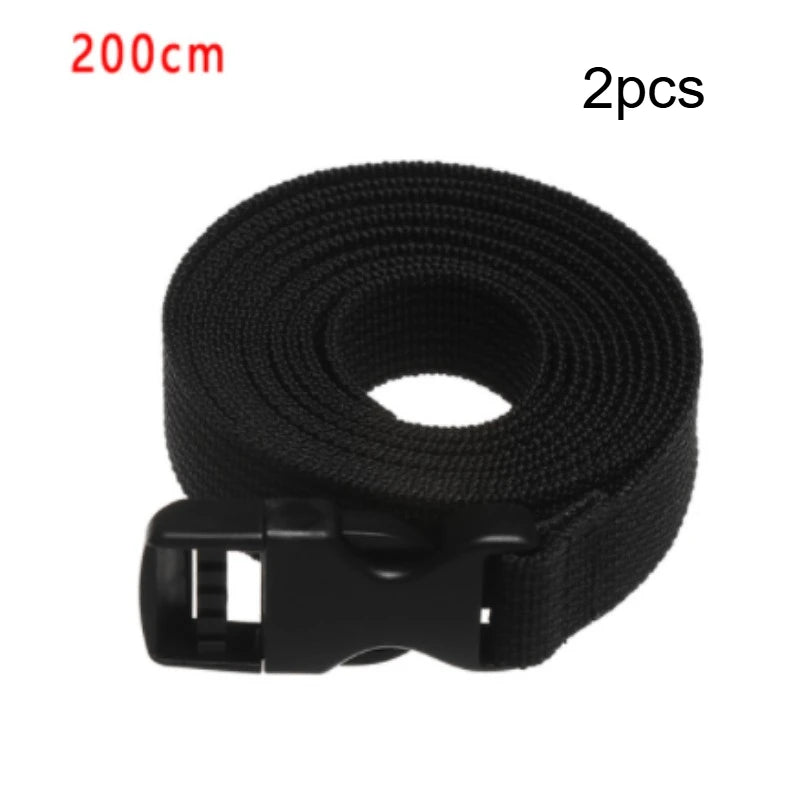 2pcs Travel Tied Black Durable Nylon Cargo Tie Down Luggage Lash Belt Strap With Cam Buckle Travel Kits Outdoor Camping Tool