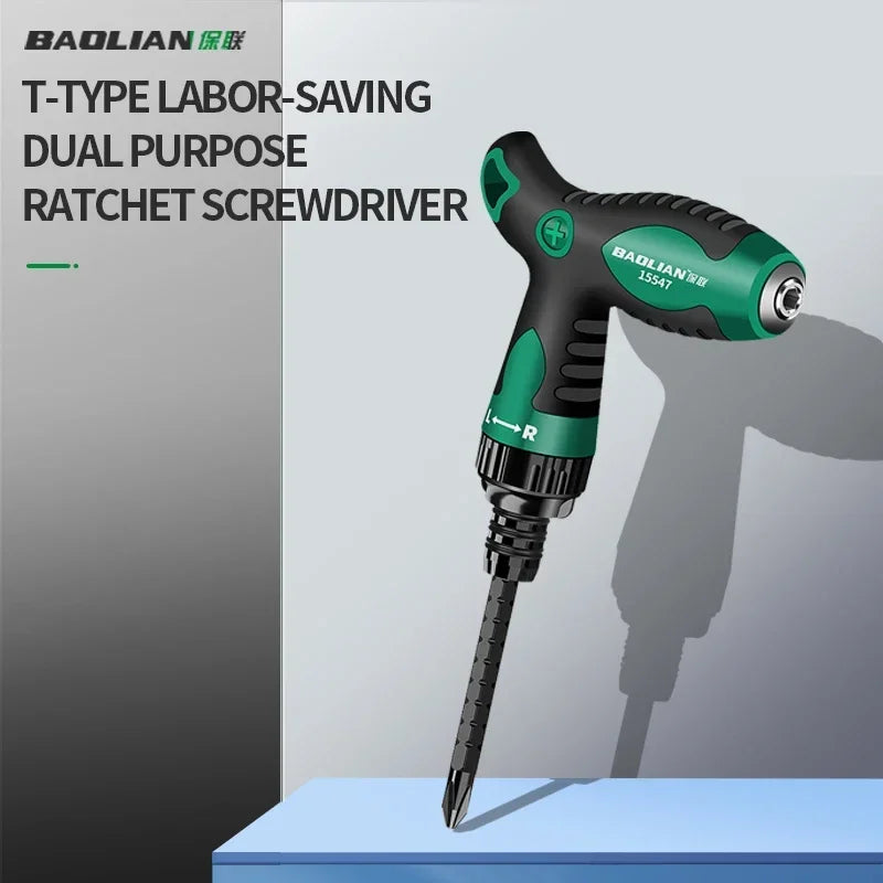 2 in 1 T-Shape Household Ratchet Handle Screwdriver Set Ratchet Screwdriver Bit Insulated Handle For Electrician Tool in