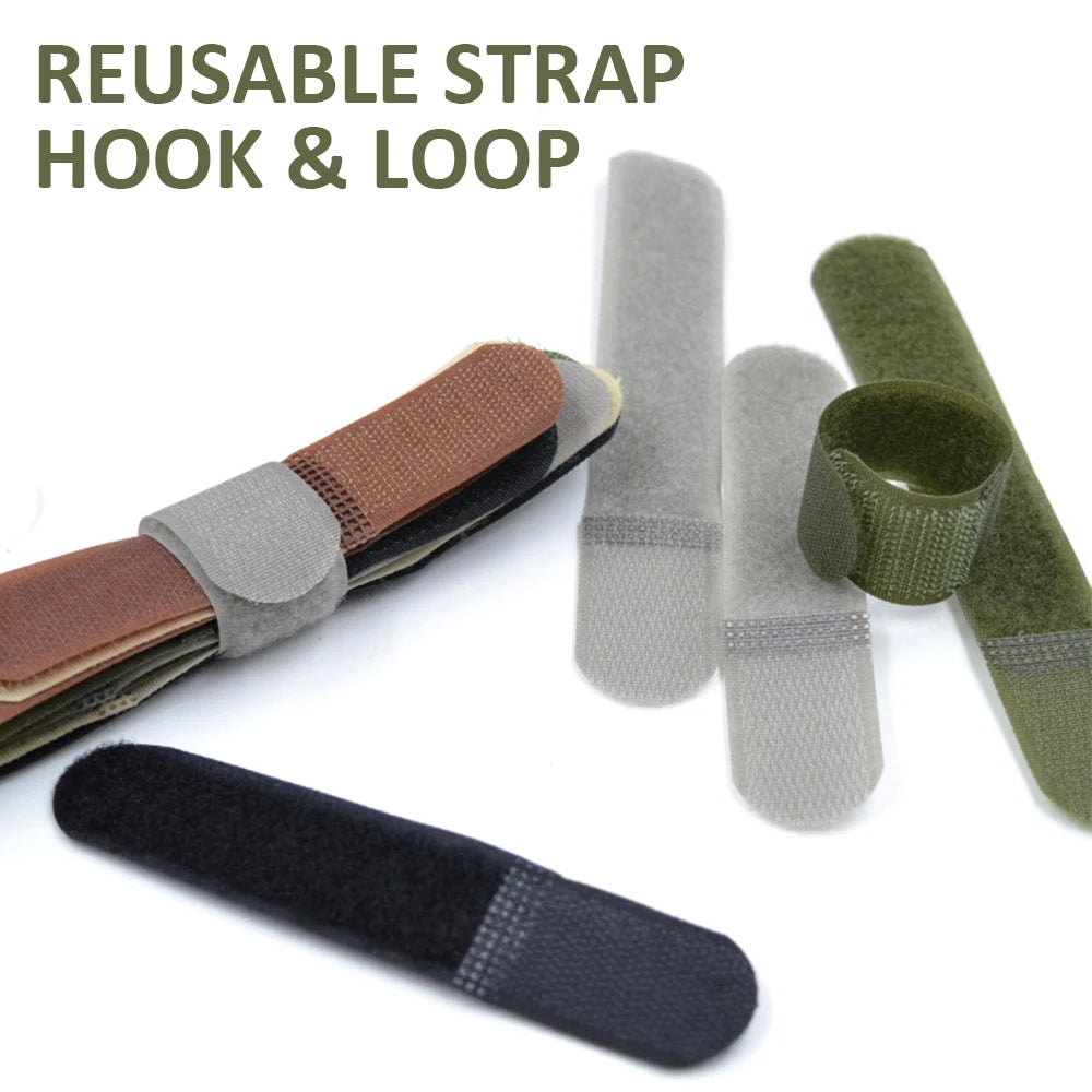 10Pcs 12cm Tactical Fastening Binding Strap Hook & Loop Reusable Strap Molle Nylon Straps for Outdoor Bag Clothes Shoes Backpack