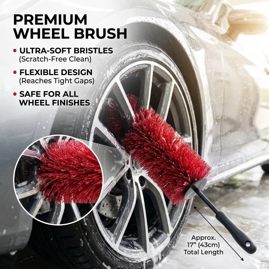 45cm Multifunction Car Wheel Wash Brush Soft Non-Scratch Tire Cleaning Rim Brush Auto Care Detailing Washing Tool