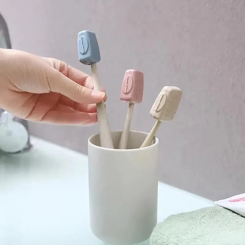 10Pcs Travel Outdoor Toothbrush Head Cover Wheat Straw Toothbrush Protection Cover Portable Toothbrush Head Storage Protection