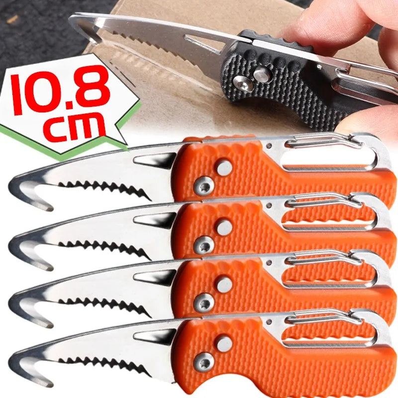 Multifunctional Keychain Knife Pocket Folding Knife Stainless Steel Blade Rustproof Wear Resistant for Outdoor Hiking Survival