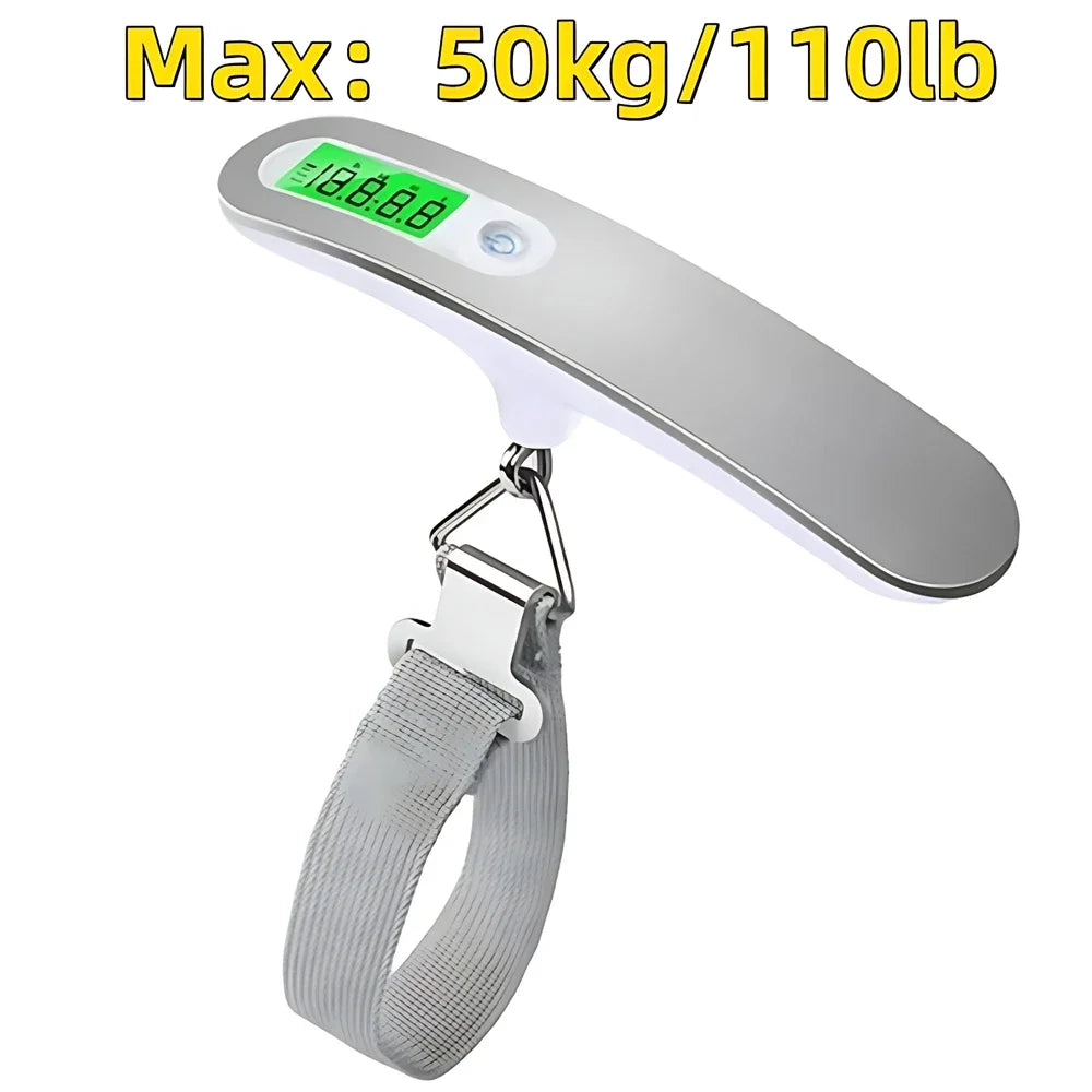 110lb/50kg Portable Electronic Hand Luggage Scale LCD Digital Display Balance Scale Suitcase Travel Weighs Baggage Weight Tool