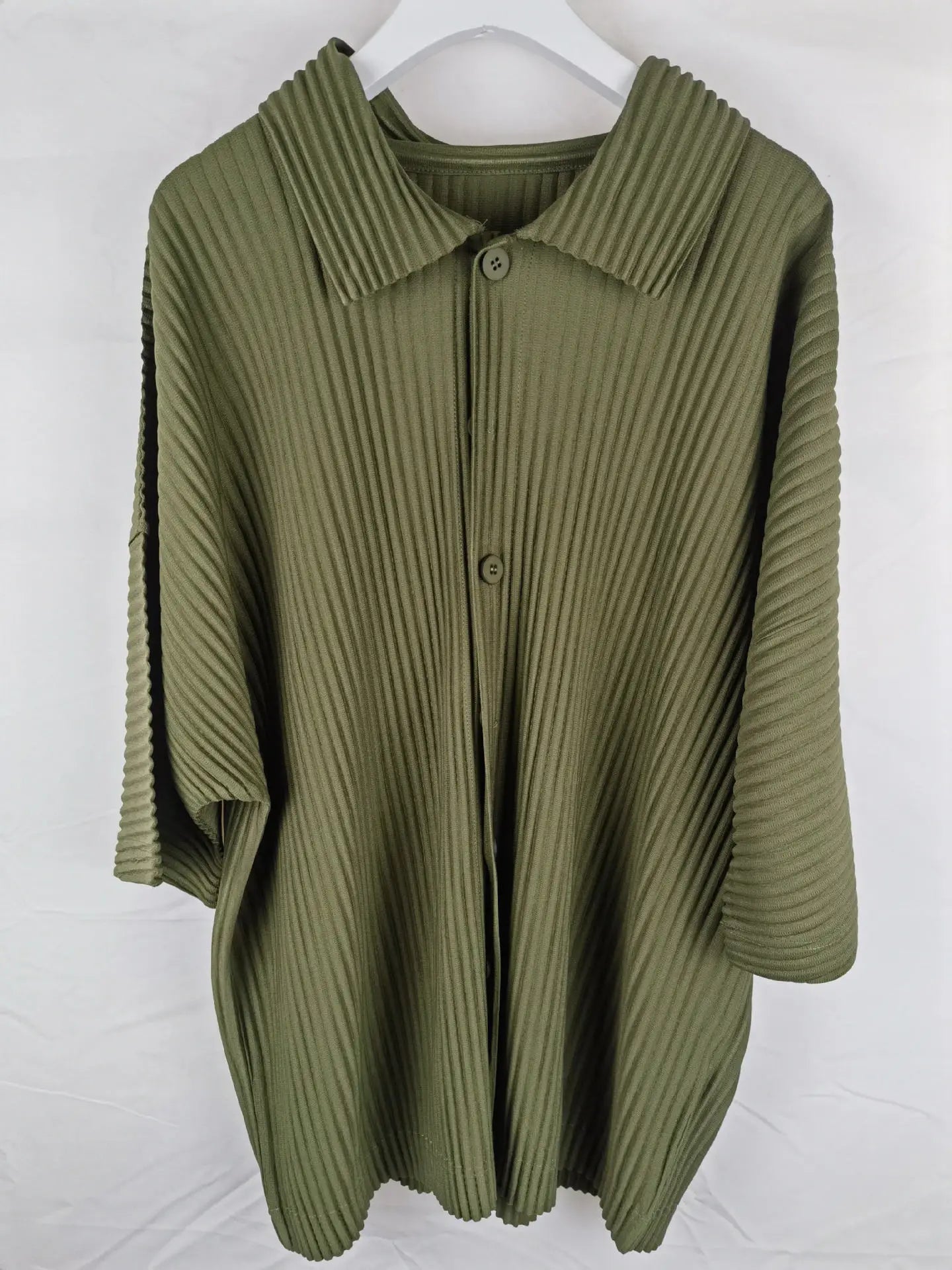 Miyake Pleated Short Sleeve Shirt Men's 2026 Classic Pleats Top Short Sleeve Summer Loose Plisse Jacket Loose Plus Size Fold Top