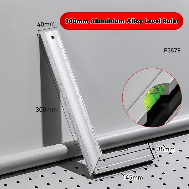 300/500mm Aluminum Alloy Square Ruler Right Angle 90° Turning Ruler Woodworking Ruler Steel Turning Ruler Measuring Tools Gauge
