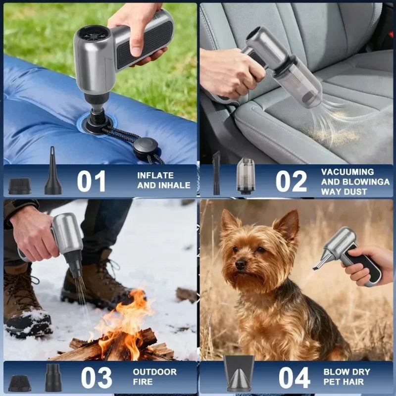 Car Vacuum Cleaner TF100 Turbo Fan Electric Air Duster Air Blower 4-Gear Brushless Motor for Car/PC/Home/Pet/Outdoor Cleaning