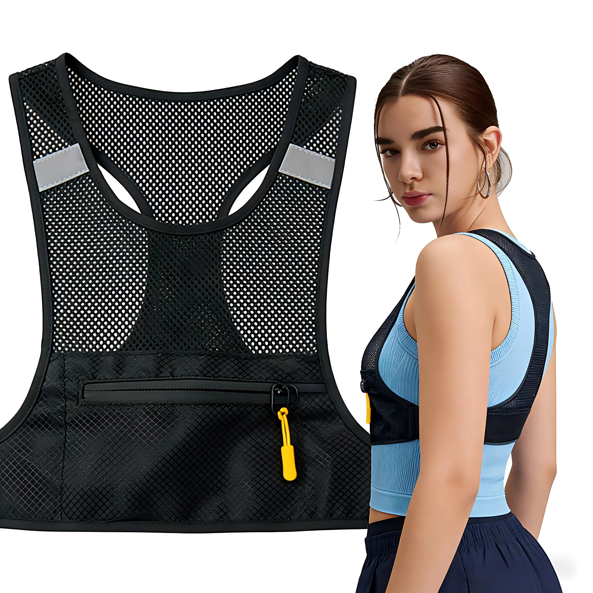 Reflective Running Chest Bag Fits 6.7" Phone - Breathable Lightweight for Marathon, Cycling, Hiking