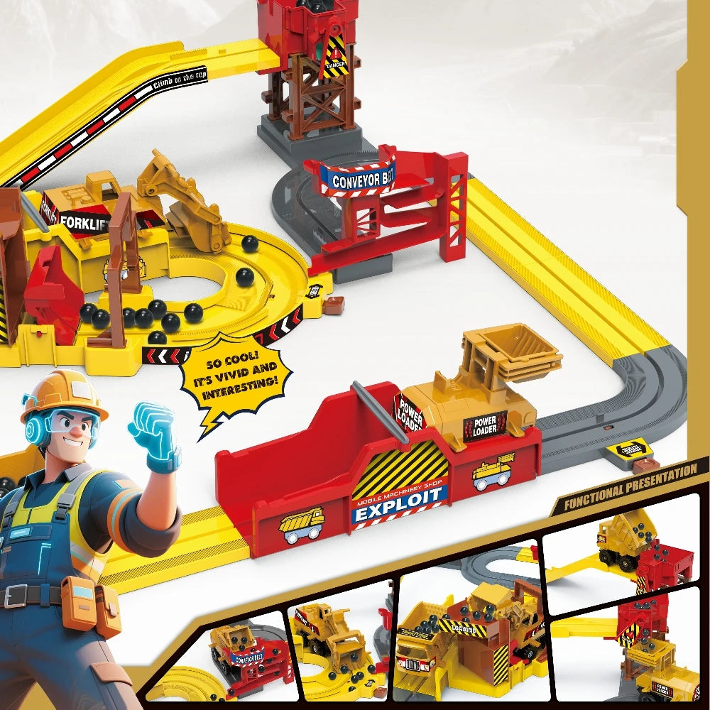 Adventure Powered Mine Cart Track Set Electric Engineering Vehicle Toy Educational Railway Gift Idea Kids Family