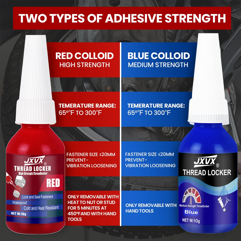 Threadlocker Blue/Red removable Universal Threadlocking compound Anaerobic adhesive Sealant For Bolts/Nuts/Fasteners - Prevents Loosening/Corrosion, oil-resistant, high-temperature resistant Assemblies.