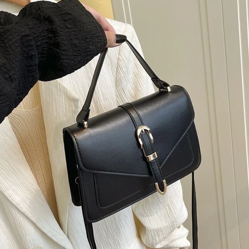Fashion Beige Women Top Handle Bags, Minimalist Satchel Shoulder Purse with Buckle Detail, Elegant Work Daily Crossbody Bag