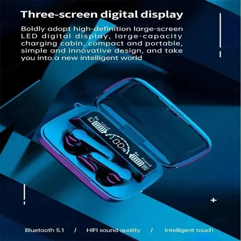 New M19 TWS Bluetooth Headphones 9D High Fidelity Wireless Headphones Touch IPX7 Waterproof Digital Display Headphones