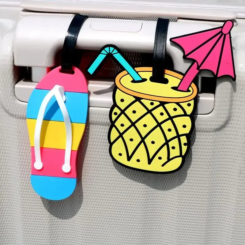 Cartoon Fruit Style Pattern Information Anti-Lost Suitcase Name Id Tags  Silicone Luggage Tag Travel Case Identification Label