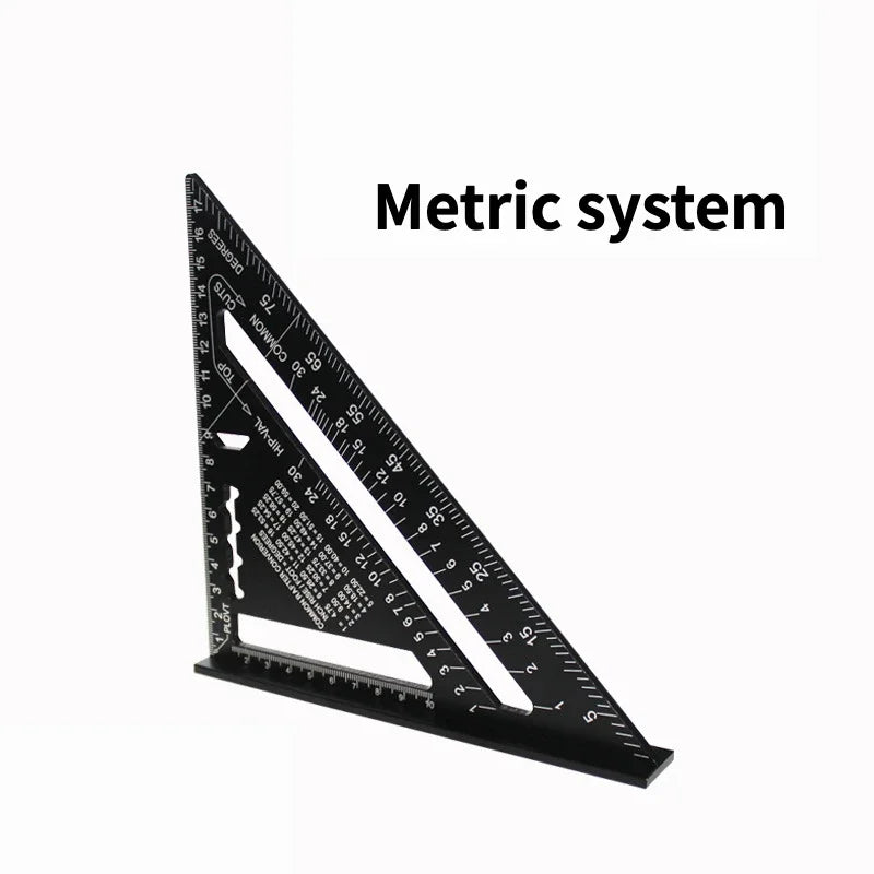 Triangle Ruler 7Inch Measurement Tool Aluminium Alloy Carpenter Tools Inch Metric Angle Ruler Speed Square Woodworking Tools