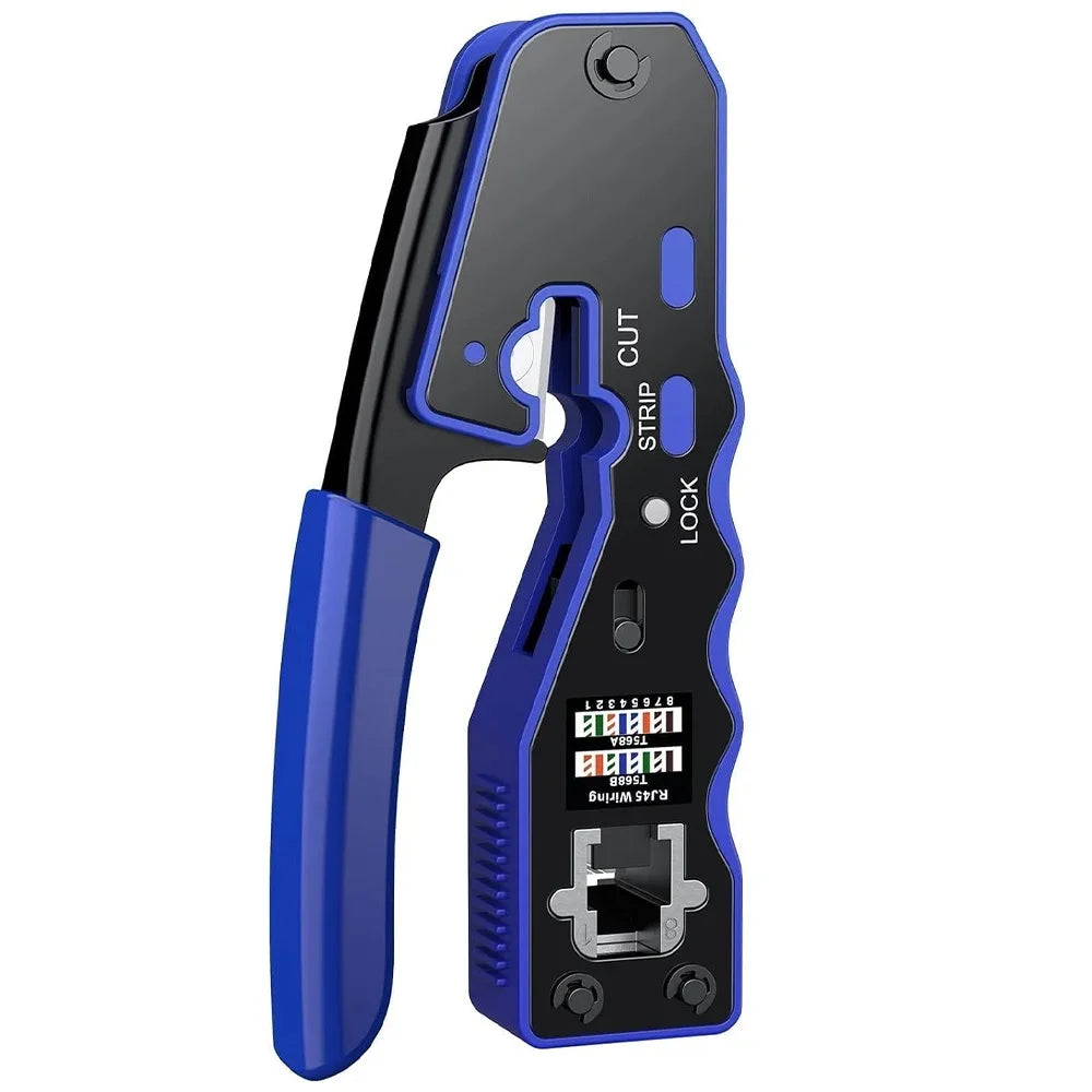 RJ45 CAT6 Crimping Tool Kit with Pass Through Connector,Boots and Tester for Cat5e Cat6 UTP Ethernet Cale