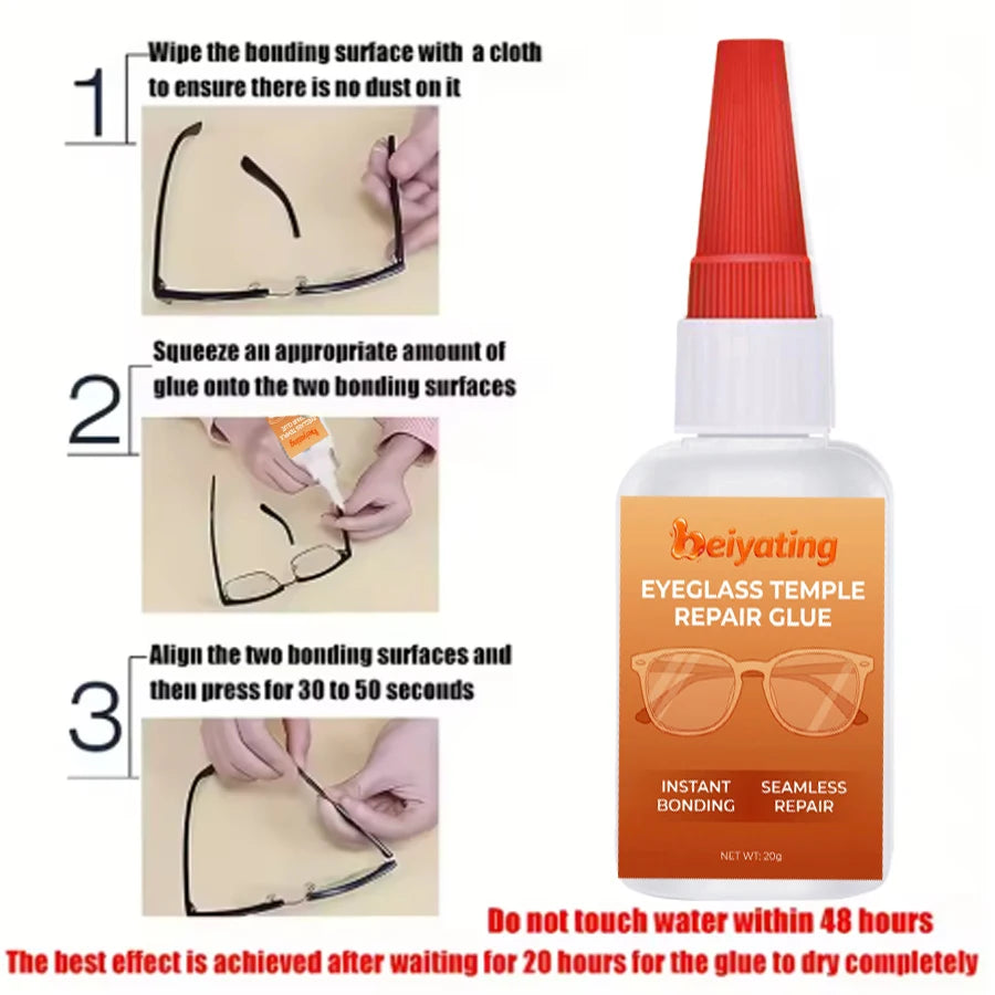 Eyeglass Repair Glue CA Clear Instant Bonding Adhesive Waterproof for Spectacle Frame Temple Sunglasses Plastic Metal Crack Fix