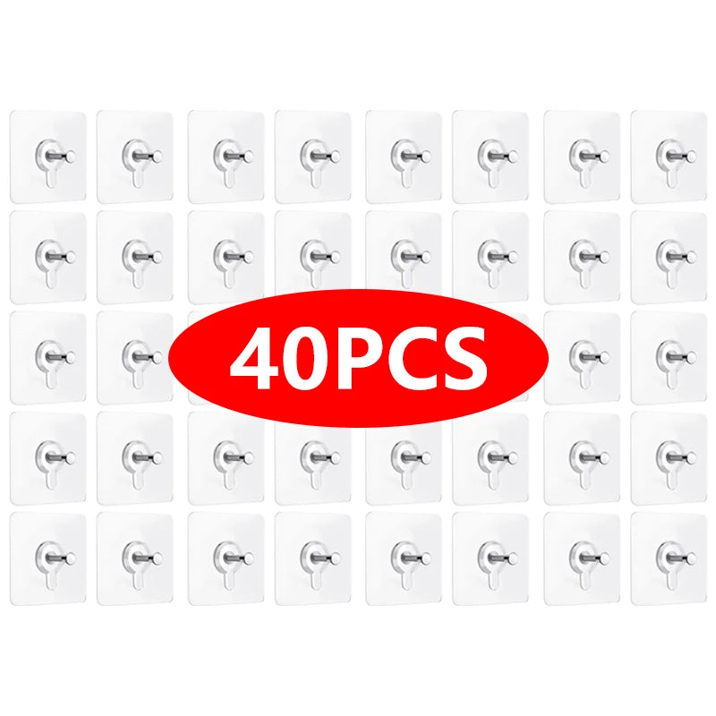 iLMH Transparent Self Adhesive Hook, Waterproof No Drill Picture Hanger, Strong Load Bearing Wall Sticker, for Bathroom Office