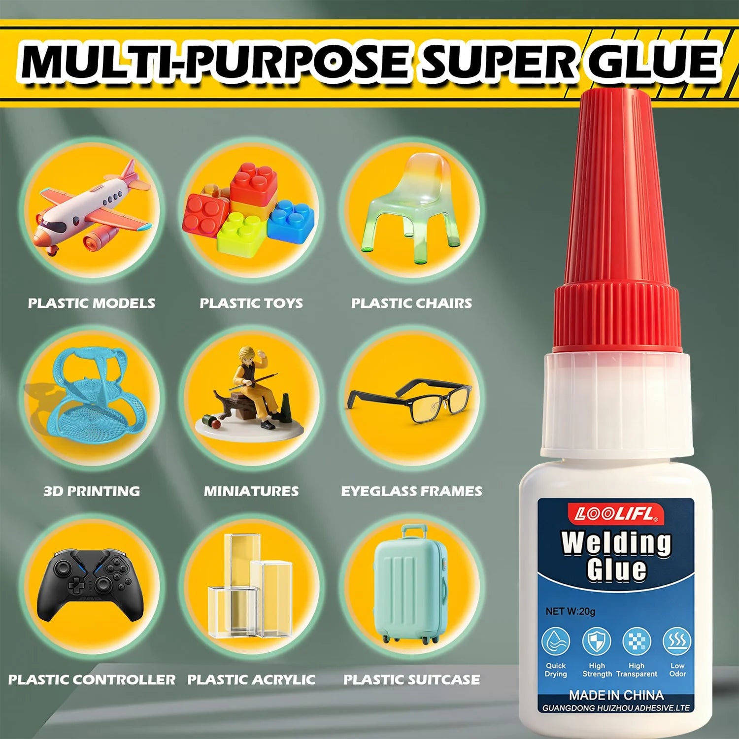 1-7Pc Brand-new Super Glue High Strength Universal Welding Glue Instant Adhesive Fast Drying For Repair Metal Plastic Bond Tools