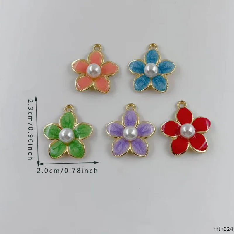 10pcs bracelet necklace pendant DIY accessory material popular pink small flower alloy single pendant