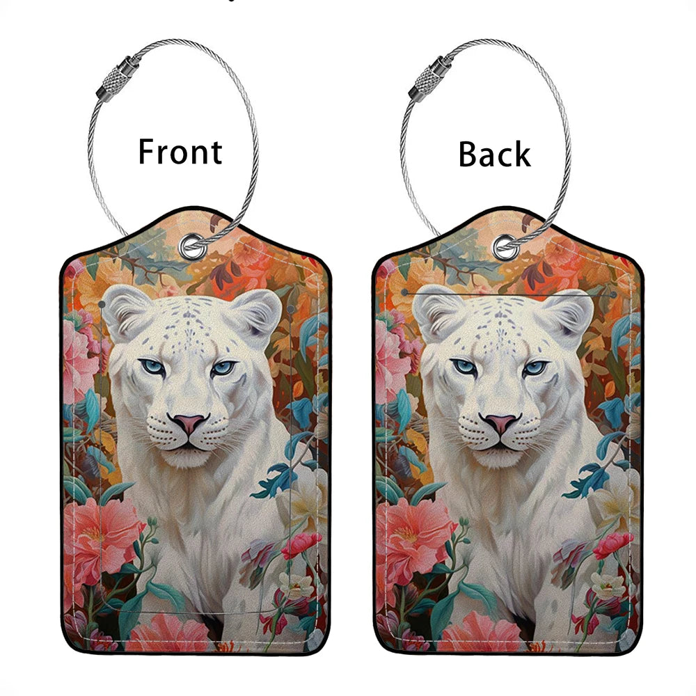 HOT SALE Cute animals Leather Business Luggage Tag Suitcase Address Label Luggage Boarding Case Label Name ID Address Clip
