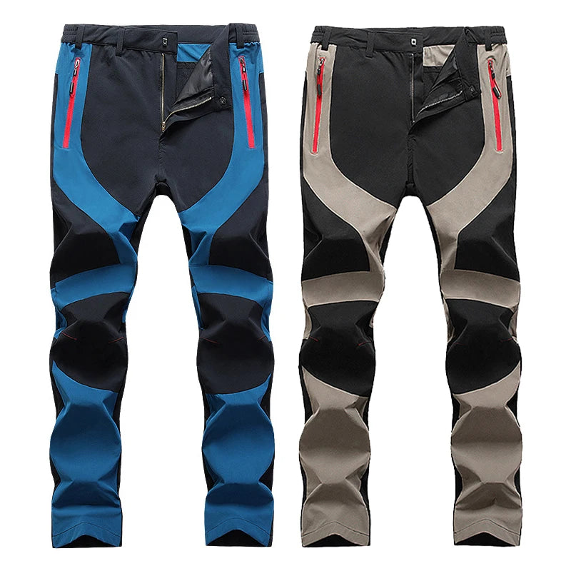 Outdoor Quick Drying Pants For Men Sports Breathable Spring Hiking Pants Elastic Casual Camping Fishing Trousers Splicing Colors