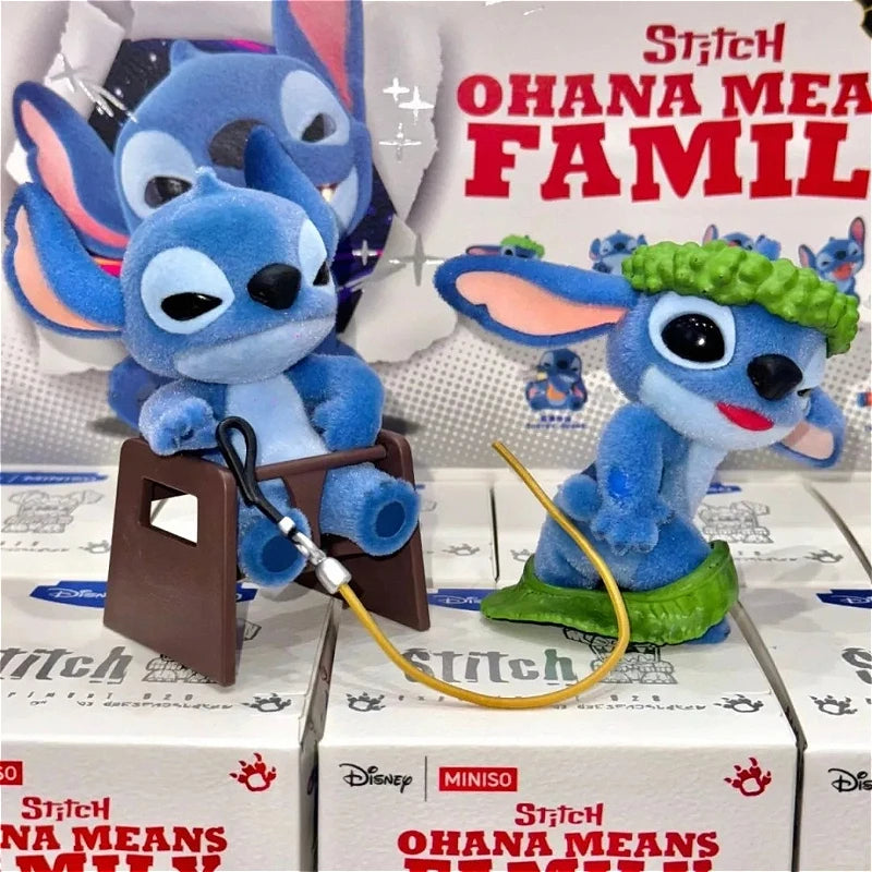 MINISO Stitch Ohana Means Family Series Blind Box Stitch Anime Figures Blindbox Toys Kawaii Desk Decora Model Surprise Box Gifts