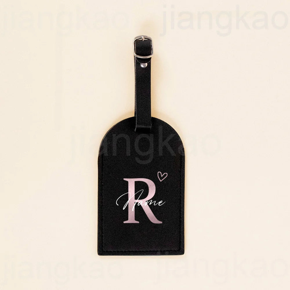 Personalized Letter with Name Monogram Luggage Tags Leather for Suitcase Baggage Handbag Tag Custom Travel Bag Label Best Gift