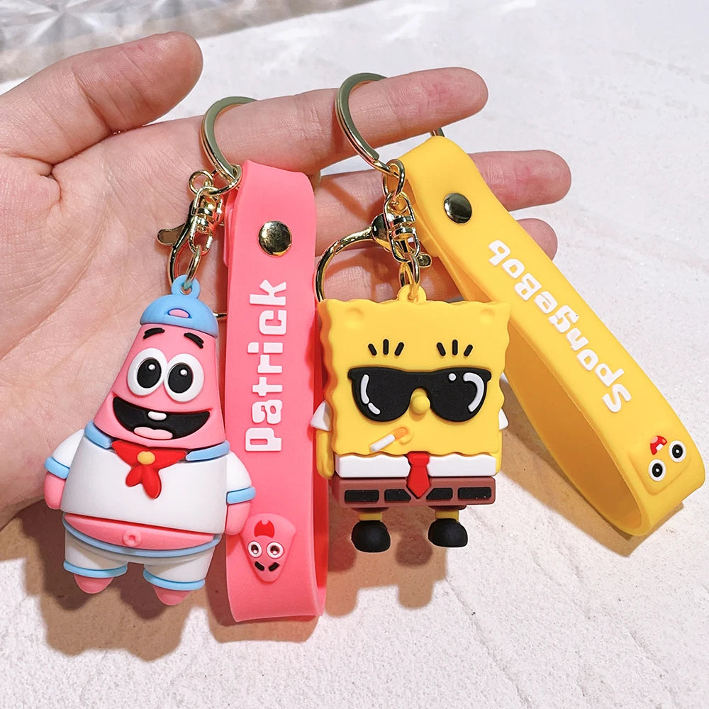 Kawaii Anime Spongebob Squarepants Patrick Star PVC Keychain Backpack Decoration Birthday Gift For Children