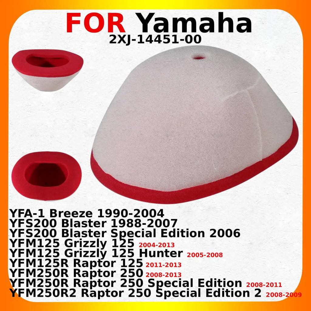 New Air Filter For Yamaha YFM125 Grizzly 125 Hunter YFM125R Raptor YFM250R 250 Special Edition YFA-1 Blaster YFS200 2XJ-14451-00