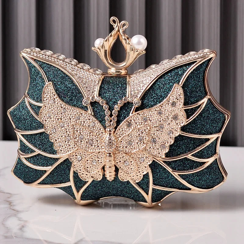 Fashion Luxury Evening Bags Hollow Butterfly Party Bag Bridal Wedding Diamond Clutch Elegant Banquet Handbags Dinner Purse Sac
