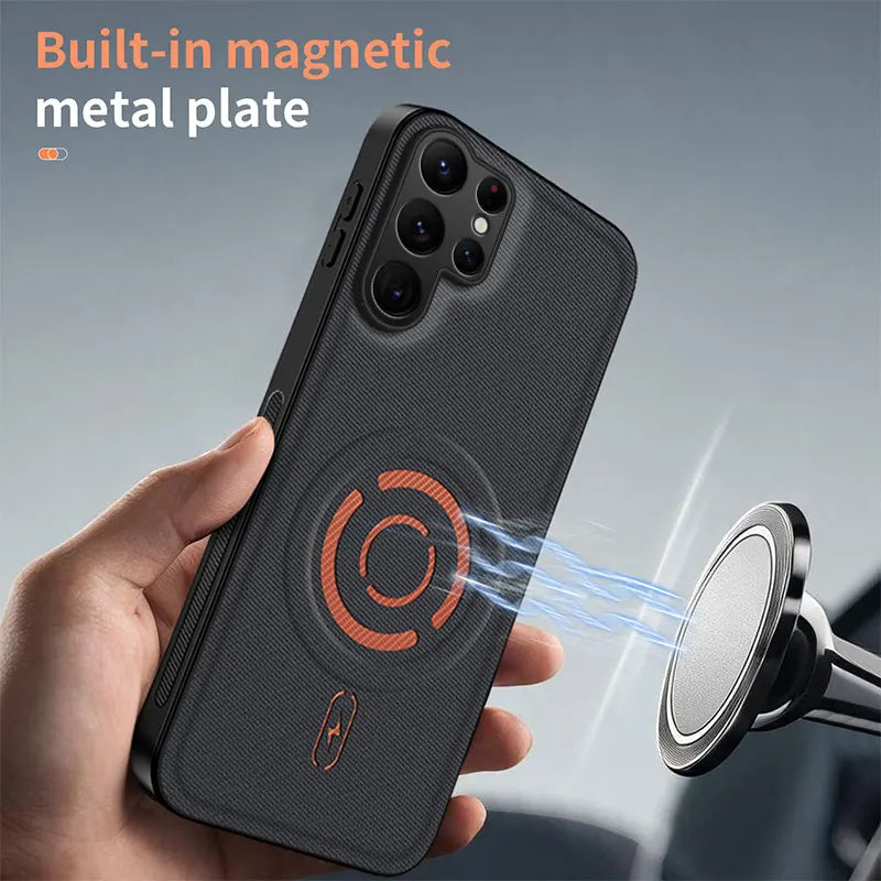 For Magsafe Magnetic Solid Color Soft TPU Frame + PC PU Leather Phone Case For Samsung S26 S24 S25 Ultra Plus FE A57 A56 A55 A54