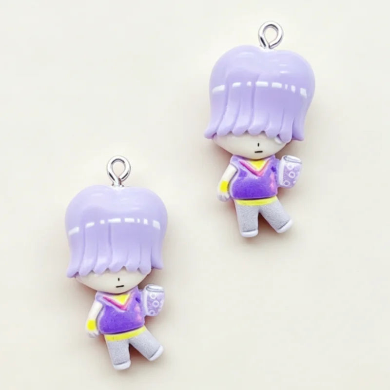 11pcs resin cartoon pendant, DIY jewelry making earrings, keychain accessories