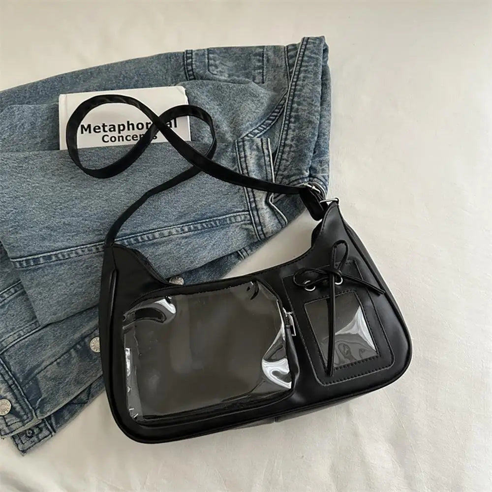 Y2k Lolita Ita Bag Transparent Crossbody Bag Cute Bow Doll Display Shoulder Bag Fashion Women Messenger Tote Bag Sweet Girl Dail