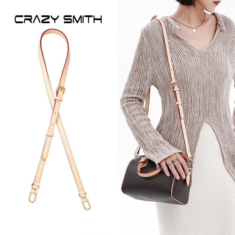 CRAZYSMITH Bag Strap for LV Speedy 20 25 30 Shoulder Straps 100% Genuine Leather Adjustable Crossbody Long Bags Belt 120cm Acces