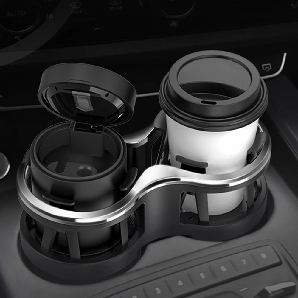 Car Cup Holder 2 in 1 Double Hole Water Bottle Car Drink Holder Universal with Adjustable Base Anti-Shake Stable Auto Organizers