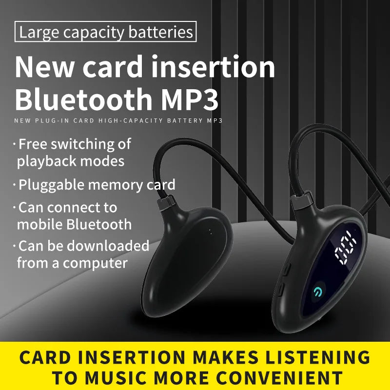 Neck Mounted Bluetooth Earphone Support Card Insertion Bluetooth 5.3 Long Bttery Life Not In Ear Power Display Sport Earphone