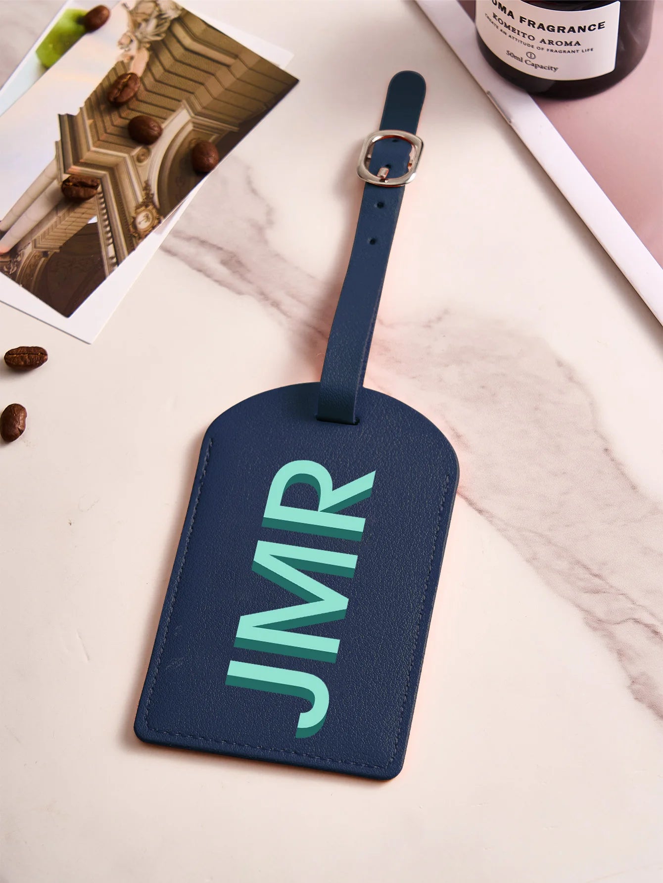 Personalized Initial Luggage Tag Custom Letter PU Leather Travel Bag Tag UV Printed Suitcase ID Label Travel Gift for Women Men