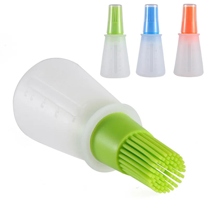 1 Pcs Portable Silicone Oil Bottle with Brush Grill Oil Brushes Liquid Oil Pastry Kitchen Baking BBQ Tool Kitchen Tools for BBQ