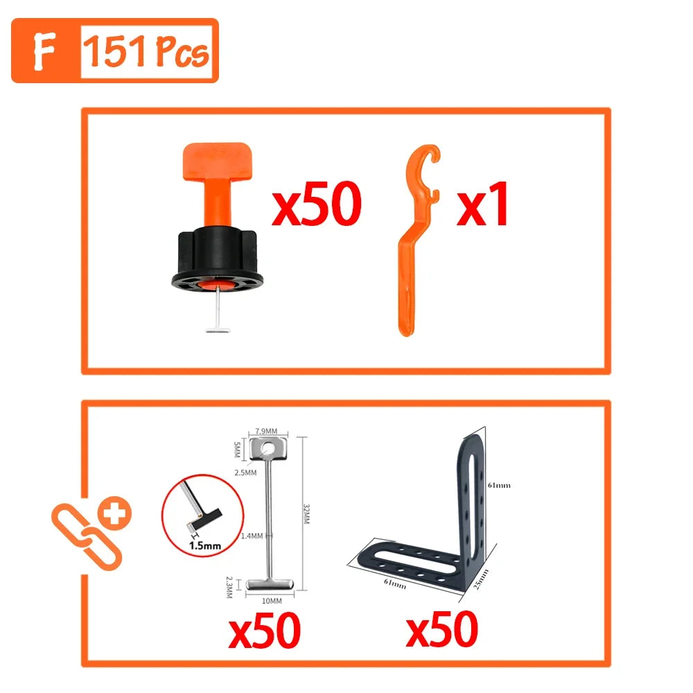51-402Pcs Floor Tile Leveling System Clips Spacers Porcelain Ceramic Leveler Kit For Tile Laying Wall Fixing Construction Tools