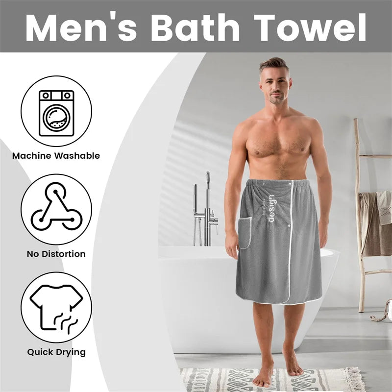 Men's Bath Towel,Sauna Towels,Soft Sauna Towel for Men, Spa Bath Wrap for Men, Adjustable Sauna Towels with Press Buttons