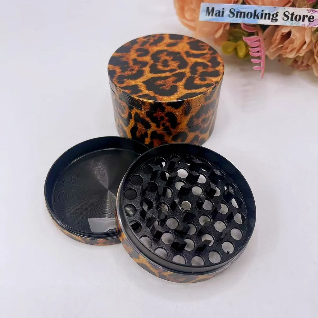 50/63mm Leopard Print Herb Grinder Manual Pepper Mill Salt Spice Mortar Tobacco Grass Grinder Cigarette Smoking Accessories
