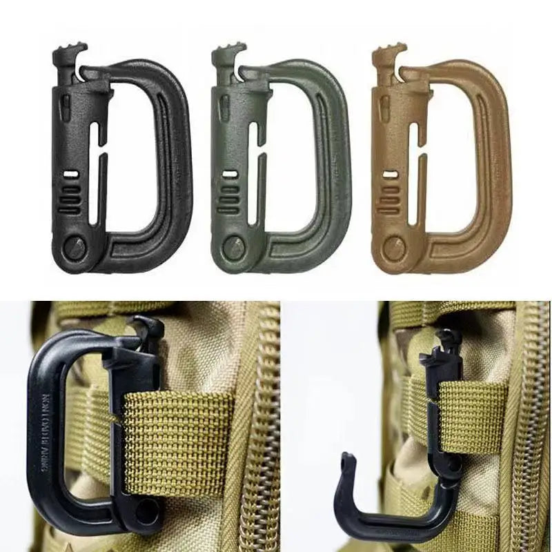 Tactical D Locking Ring Buckle Outdoor MOLLE Carabiner Plastic Clip Snap Type Tactical Vest Bag Connection Point Fastener