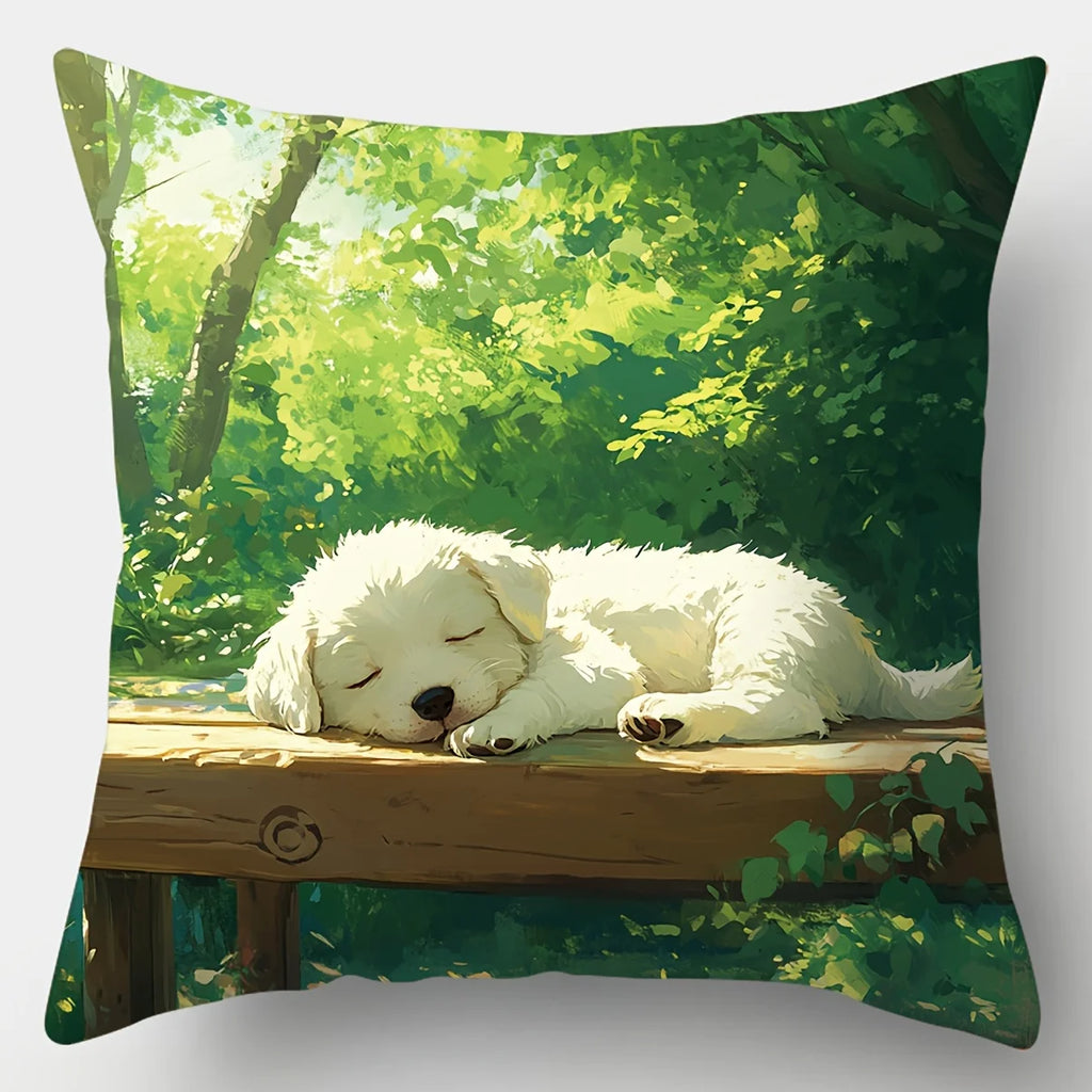 4-Piece Spring Printed Pillowcase Set – Featuring Puppies, Kittens, Forest Scenes & Daisies