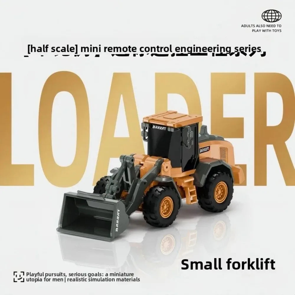 Ask Nanfeng RC Mini Alloy Forklift Excavator bulldozer 1/64 desktop toy Remote Control engineering vehicle Boy High end Gift
